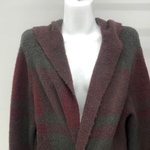 Evolution by Cyrus burgundy/ hunter green soft long hooded jacket size 1X